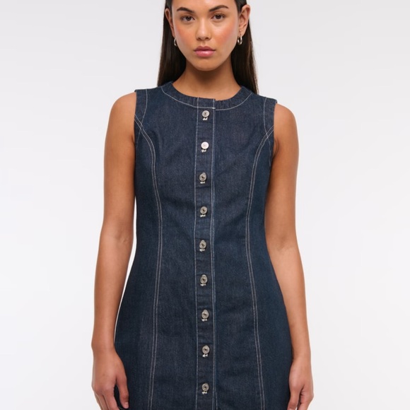 Abercrombie & Fitch Denim Mini Dress - Dark Blue - Picture 1 of 5